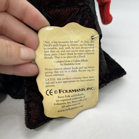 Folkmanis Red Devil Hand Puppet W/ Tags Pitchfork Vintage Halloween - Picture 11 of 13